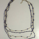 34" Necklace Blue Beads Gold Tone Chains 4 Multi Strands Bohemian Layers Photo 0