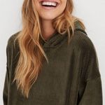 Aerie Groove on Offline Oversized Ribbed Olive Green pullover Sweater Hood M Photo 0