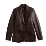 Quince 100% Leather Blazer Brown Women's SIZE L 100% AUTHENTIC Size L Photo 6
