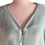 Oscar de la Renta Seafoam Green Zip Up Fleece House Coat Photo 6