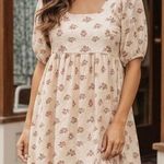 Rylee & Cru Brea Floral Mini Puff Sleeve Dress in Kauai Tan Size XS Photo 0