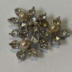 Vintage Sarah Coventry Necklace Pendant Rhinestone Pearl Flower Silver Tone Photo 5
