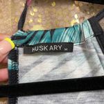 Huskary tropical luau black green and purple halter tie dress, size M Size M Photo 4