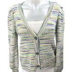 Sundays Multicolor Striped V-neck Jeweled Button Long Sleeve Cardigan Sweater S Photo 0