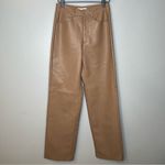WAYF Brown Faux Leather Straight Leg Pants Size XS Photo 3