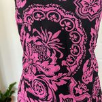 Early 2000's Pink Black Mesh Sequin Frilly Beaded Asymmetric Midi Dress L / 12 Photo 2