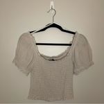 One Clothing  Puff Sleeve Smocked Top, Beige/Tan, Size S, EUC Photo 1
