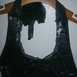Kaisely  8 Silk Tile Sequined Halter Top Black Evening Formal Photo 3