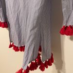 Tory Burch  Cover Up Striped Tunic Size Small Tassel Cotton Beach Swim Top Blue Photo 5