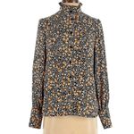 Nili Lotan womens size Small high neck long sleeve floral blouse top Black Size M Photo 0
