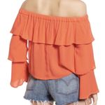 Chloe & Katie Ruffle Off The Shoulder Top Orange Size XS Photo 9