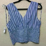 Old Navy NWT blue and white strip  sleeveless sz L smocked office career casual Photo 5