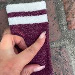 Burgundy White Stripe School Girl Socks Purple Photo 2