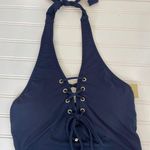 Michael Kors NWOT  One Piece Bathing Suit Navy Blue Lace Up Halter Swimsuit Sz S Photo 5
