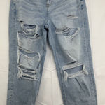 American Eagle Curvy MOM Jeans Distressed High Rise Raw Hem Size 10 Denim Photo 0