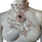 Handmade Silver Tone Wire Rose Quartz & Garnet Chip Sterling Silver Hook Choker Red Photo 2