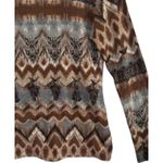 Daytrip Brown Boho Aztec Print Cowl Neck Long Sleeve Top Womens Sz L USA Stretch Photo 4