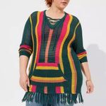 Torrid  Crochet Sweater Womens 1X Multicolor Crochet Fringe Pullover Indie Hippie Photo 1