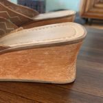 No Boundaries Vintage Y2K 1990’s Wooden Wedge Embroidered Leather Sandals 8 Photo 2