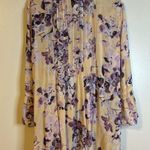 J.Jill  butter yellow blouse with purple flowers. Photo 8
