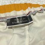 Blue Blush  Striped Strapless Crop Top Pullover Yellow Blue White Medium Stretchy Photo 5