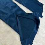 House of Harlow Teal Satin Slit Hem Flare Pants Photo 5