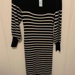 Ann Taylor Black White Striped MIDI Sweater Dress Photo 1