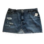 Good American  plus size indigo distressed frayed hem denim mini skirt sz 20 Photo 1