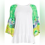 The Pioneer Woman White With Floral Flare Sleeve Blouse Top Size Large Photo 2