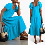 NEW Honorine Pamela Cotton Gauze Blue Short Sleeve Tiered Midi Dress Size Small Photo 1