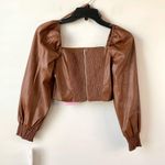 Avec Les Filles  Sienna Faux Leather Crop Top Brown XS Photo 6