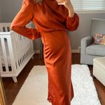 Satin Wedding Guest Dress Orange Photo 0