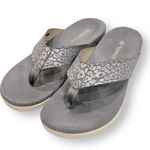 Spenco Orthotic Thong Sandals in Grey Shimmer Cheetah Print 9.5 Gray Photo 0