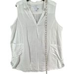 Sigrid Olsen Shirt Womens 1X White Linen Sleeveless V Neck Collared Pockets Top Photo 5