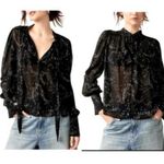 Free People  Stars Align Tie neck button front blouse size large Photo 1