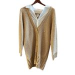 Maeve  Tan Sequin Knit Cardigan Sweater Button Front Long Sleeve Size L new Photo 2