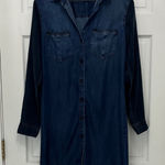 Cloth & Stone  Dark Blue Chambray Long Sleeve Mini Shirt Dress - Size Small Photo 0