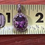 Source Unknown Sterling Silver Amethyst Tear Drop Pendant Marked 925 WM CZ Photo 7