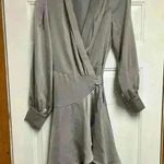 Sugar Lips  Silver Pirouette Satin Wrap Dress Size Small Photo 4