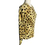 Cathy Daniels Vintage 90s  Knit Pullover Sweater S Tan Leopard Print Round Neck Photo 4