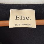 Elie Tahari  Rhinestone Edged V Neck Sweater Pleated Puff Short Sleeve Black S Photo 3