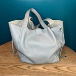 Persaman New York Large Slouchy Pebbled Leather Tote Light Blue Shoulder Bag Photo 4