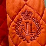 Ralph Lauren Lauren  Quilted Jacket Size L Orange Crest Sleeve Snap Front Photo 9