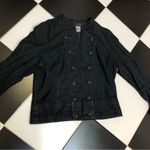 Vintage Y2K AMX Cropped Denim Jacket Military Style Dark Wash Navy Blue 00s sz L Black Size L Photo 1