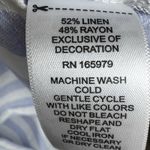 cupio   Women's Medium Blue Striped V Neck Button Up Front Pocket Linen Blend Top Photo 9