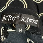 Betsey Johnson  Cropped Blouse Black Circle Pattern‎ Tie Front Rayon Size Medium Photo 2