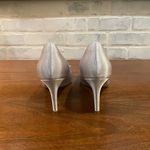 Silver Satin Evening Heels with Rhinestones Size 9.5 Photo 6