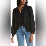 Ba&sh  Openwork‎ Ravel Puff Sleeve Linen Blend Blouse Photo 1