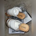 Qupid NEW Bling Low Platform Flat Metallic Crocodile 3 Banded Sandals Size 7 Photo 6