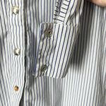 Victoria Tomas French Striped Cotton Button Down Shirt Blouse Size 4 US 36 FR White Photo 4